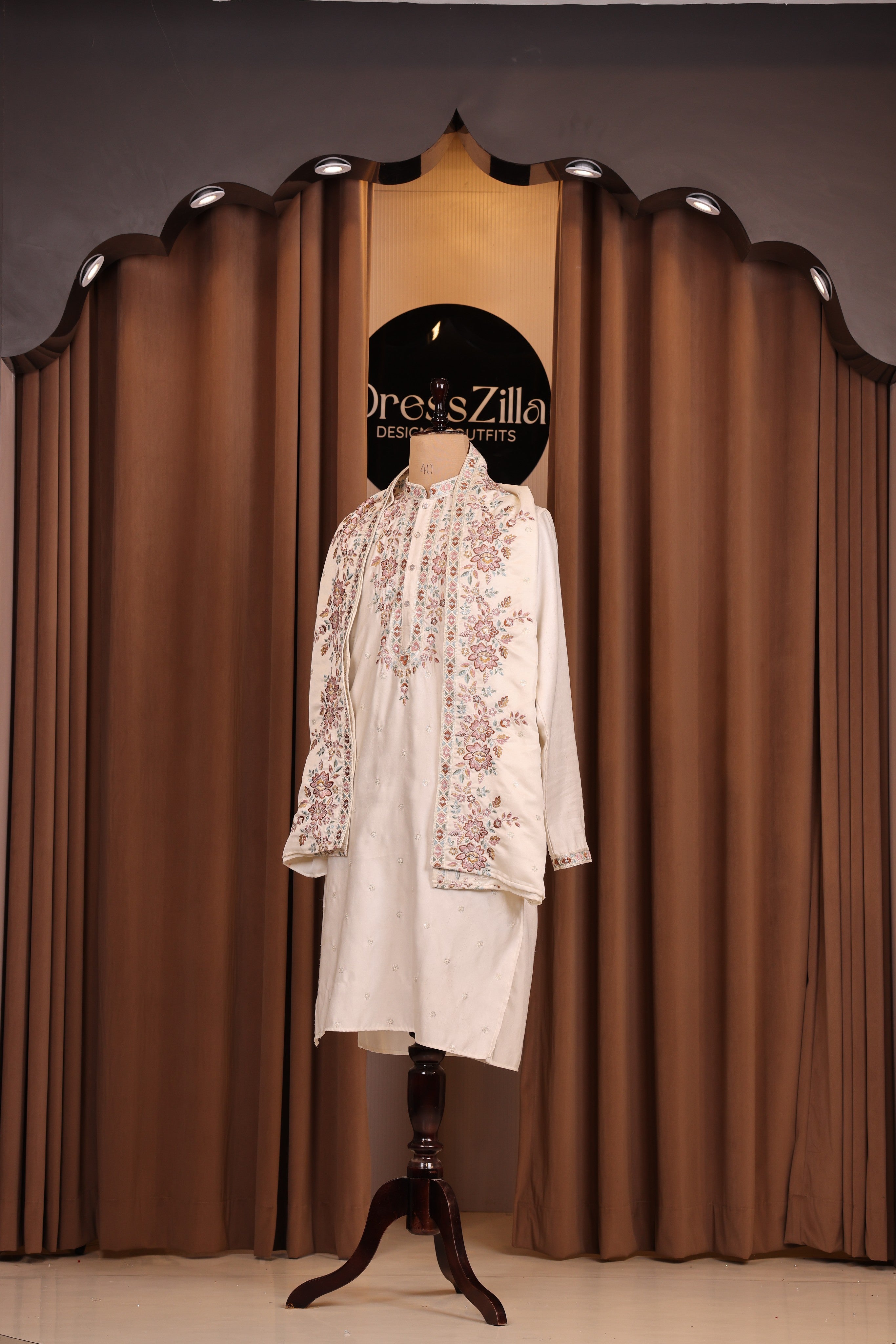 white floral duppata kurta