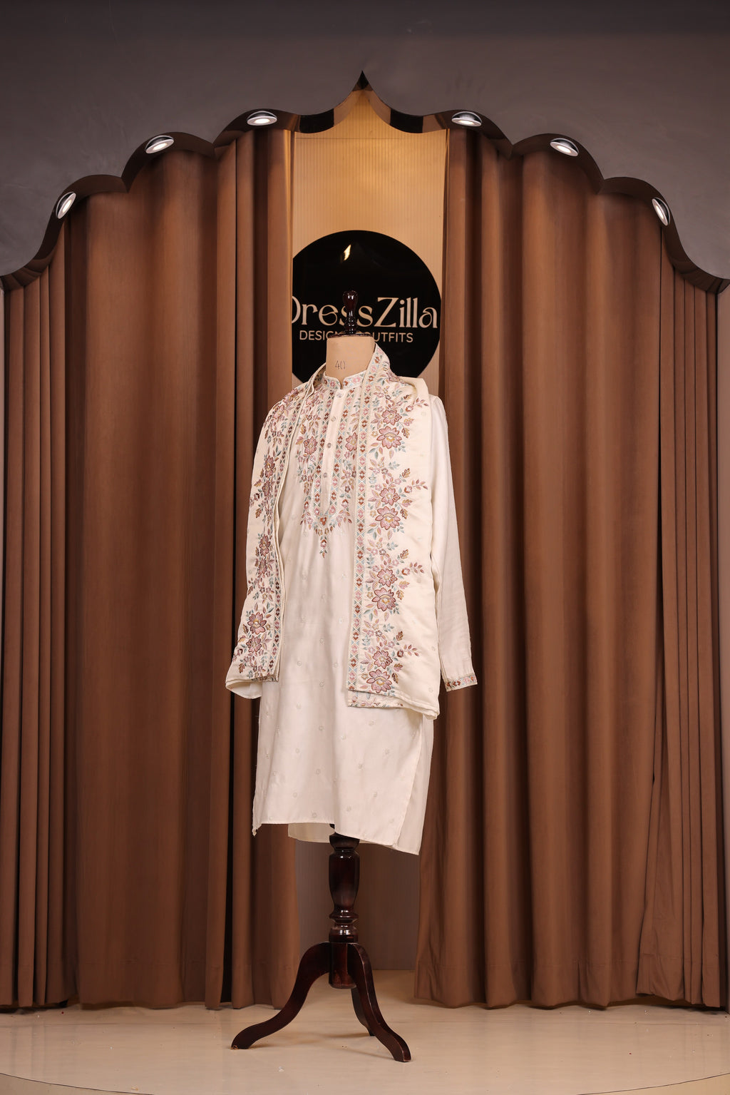 white floral duppata kurta
