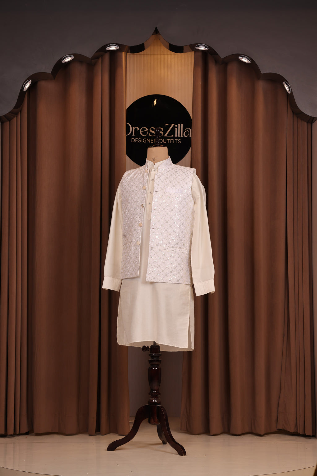 white golden koti set