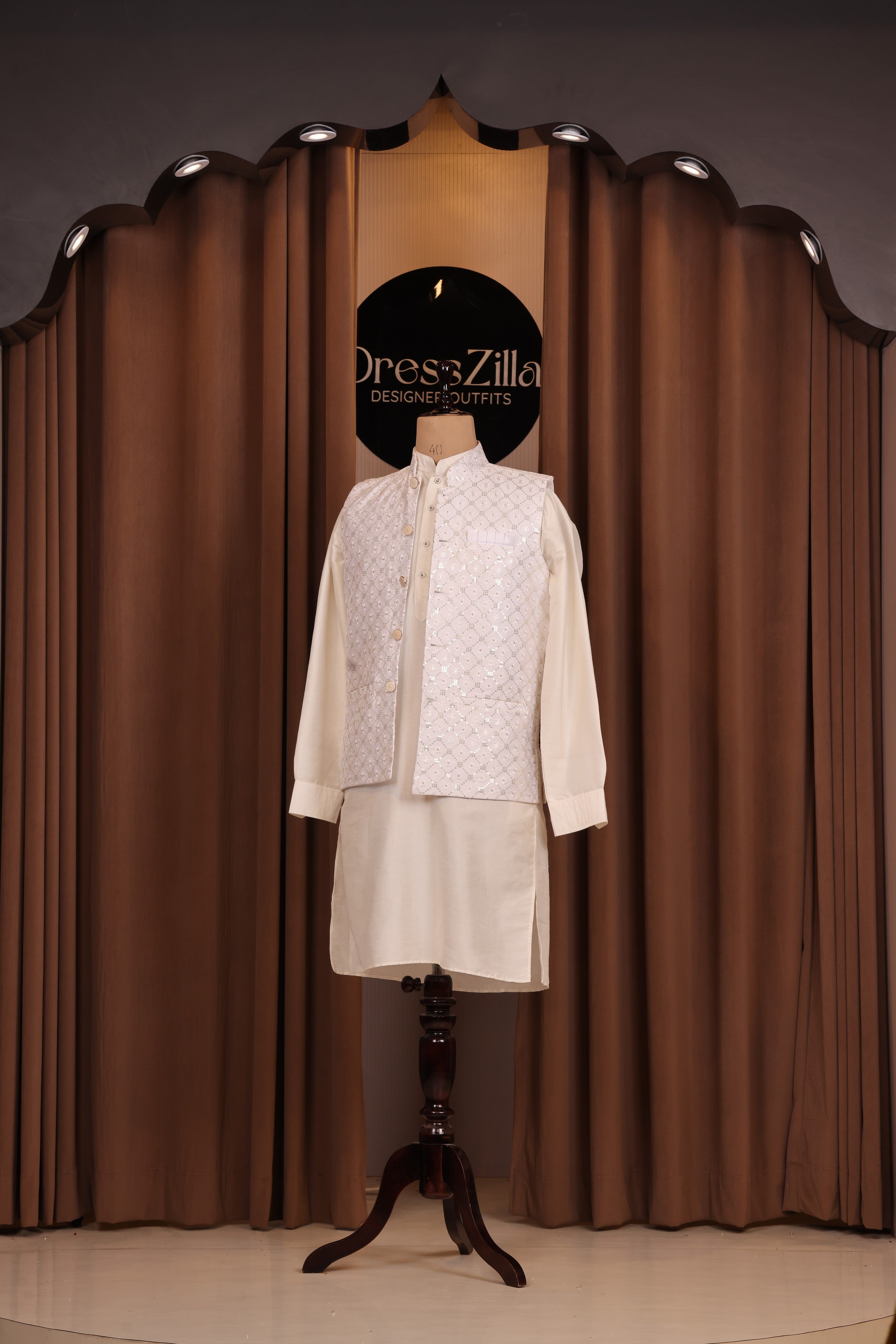 white golden koti set