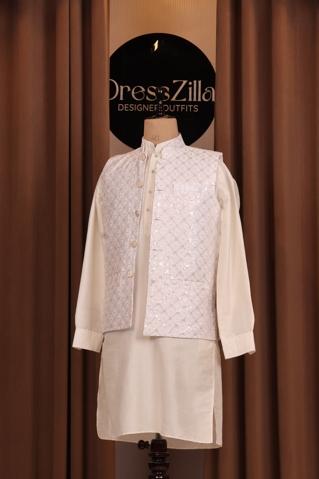 white golden koti set