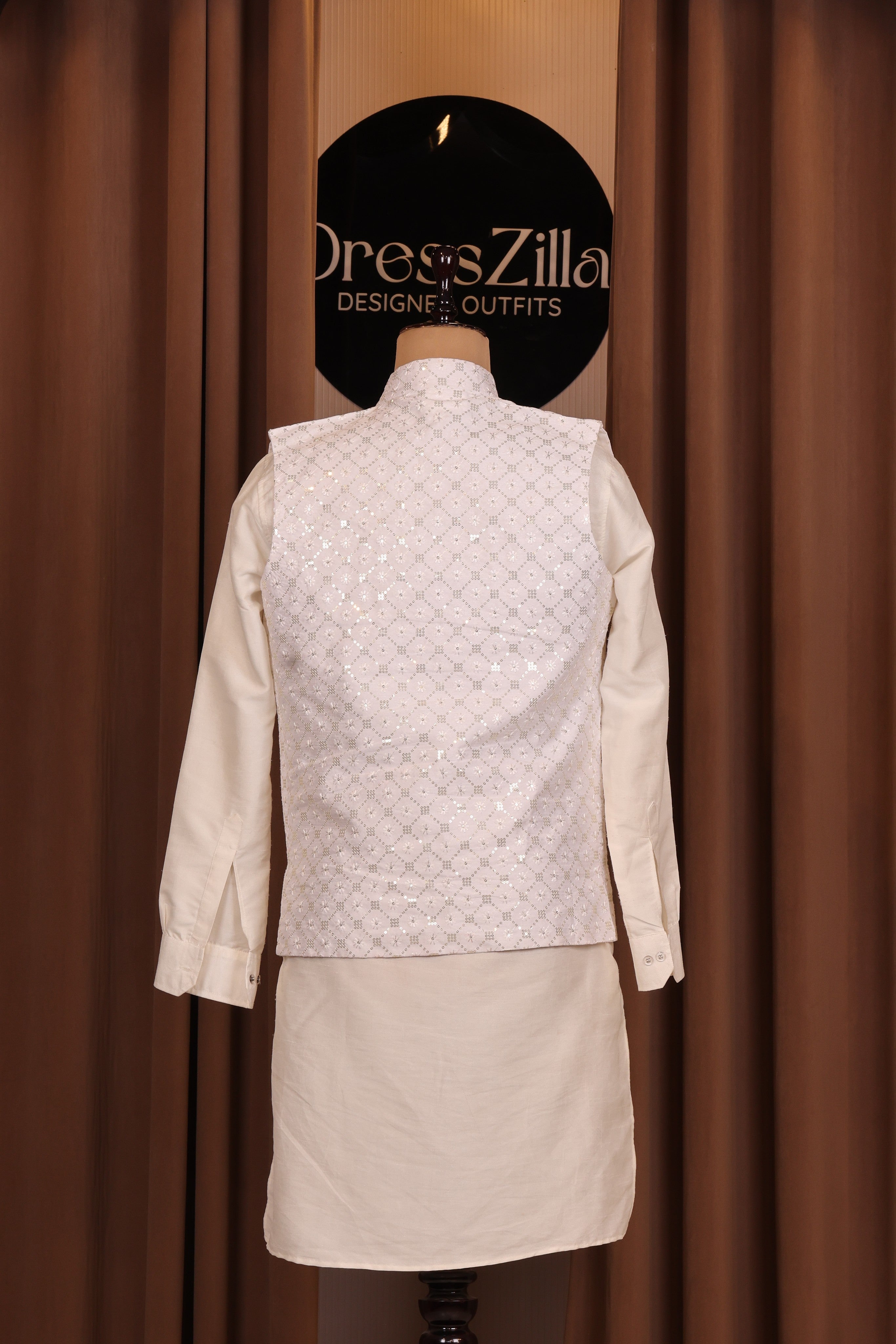 white golden koti set