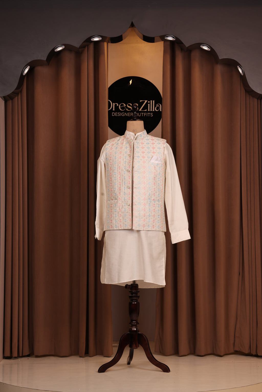white golden koti set
