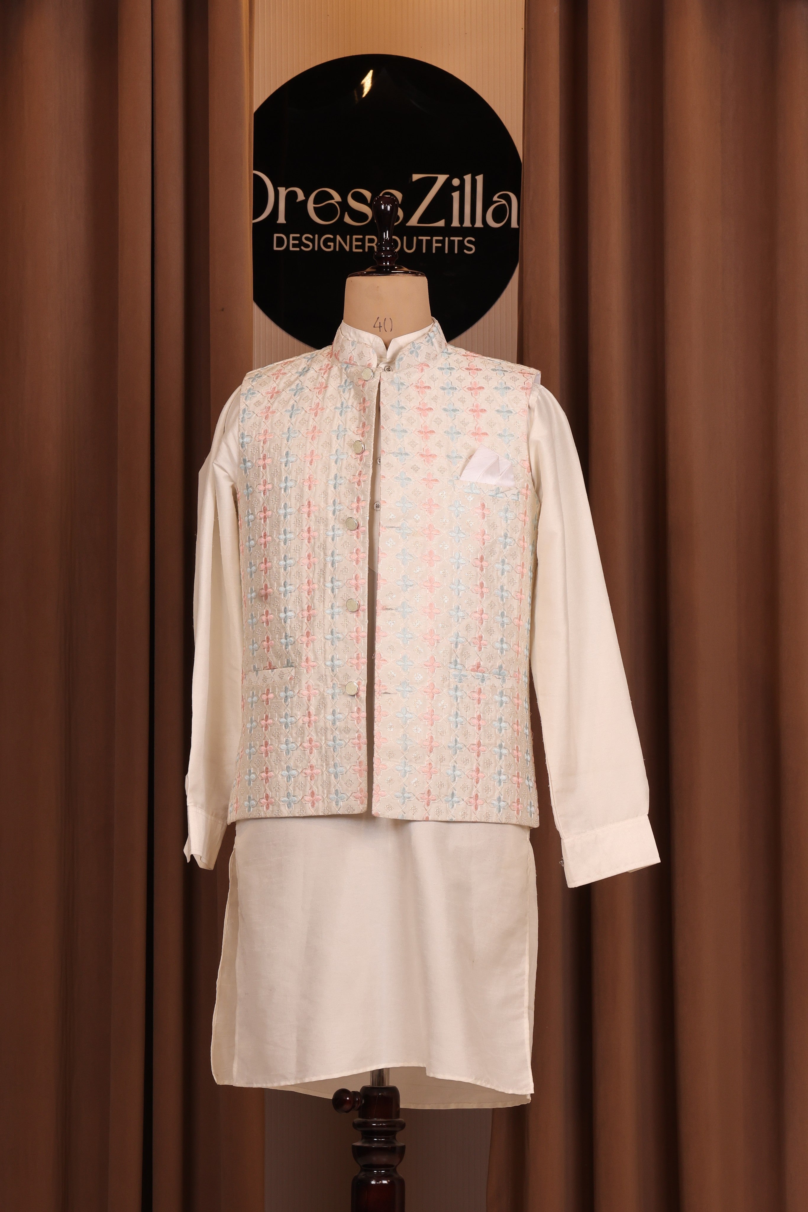 white golden koti set