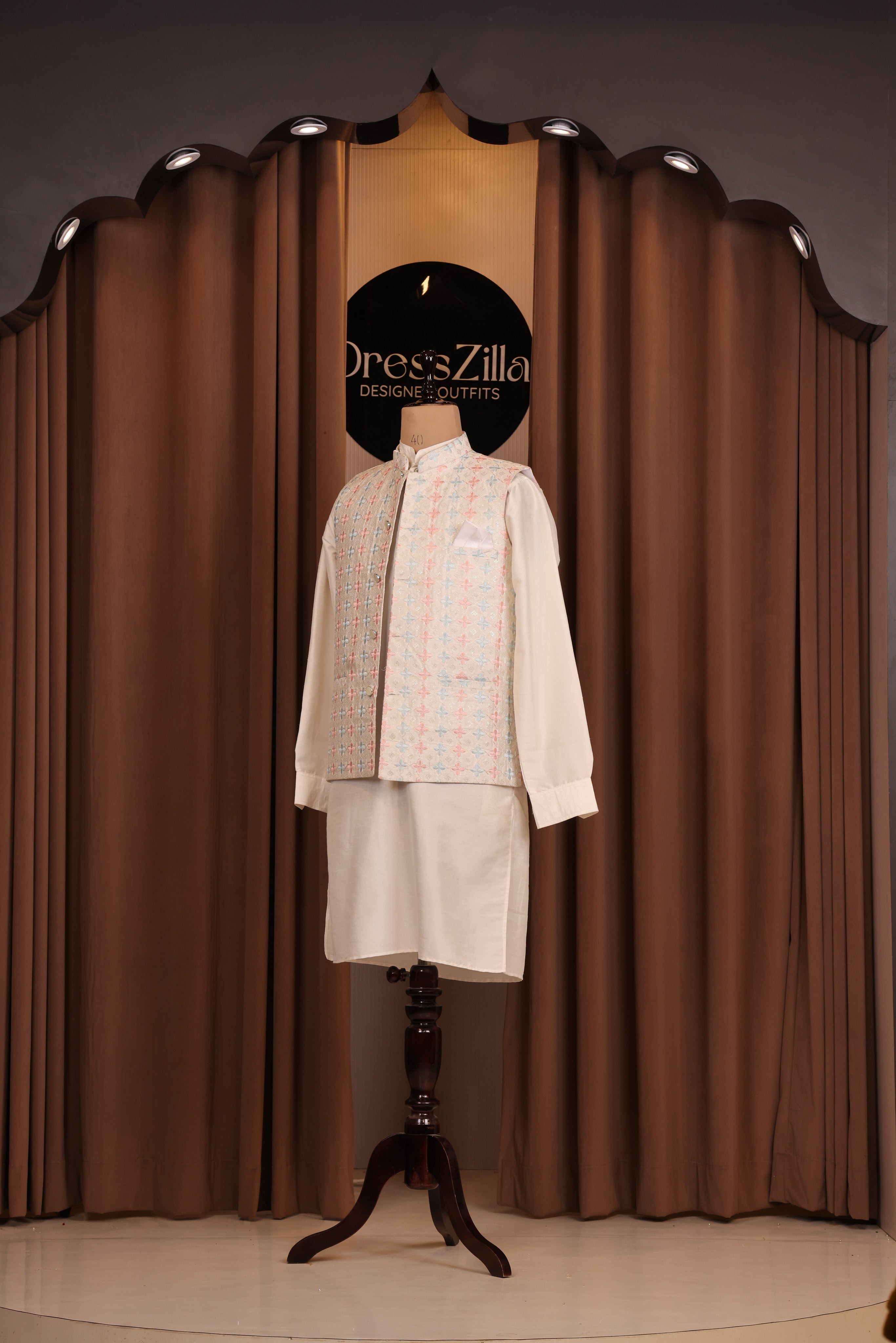 white golden koti set