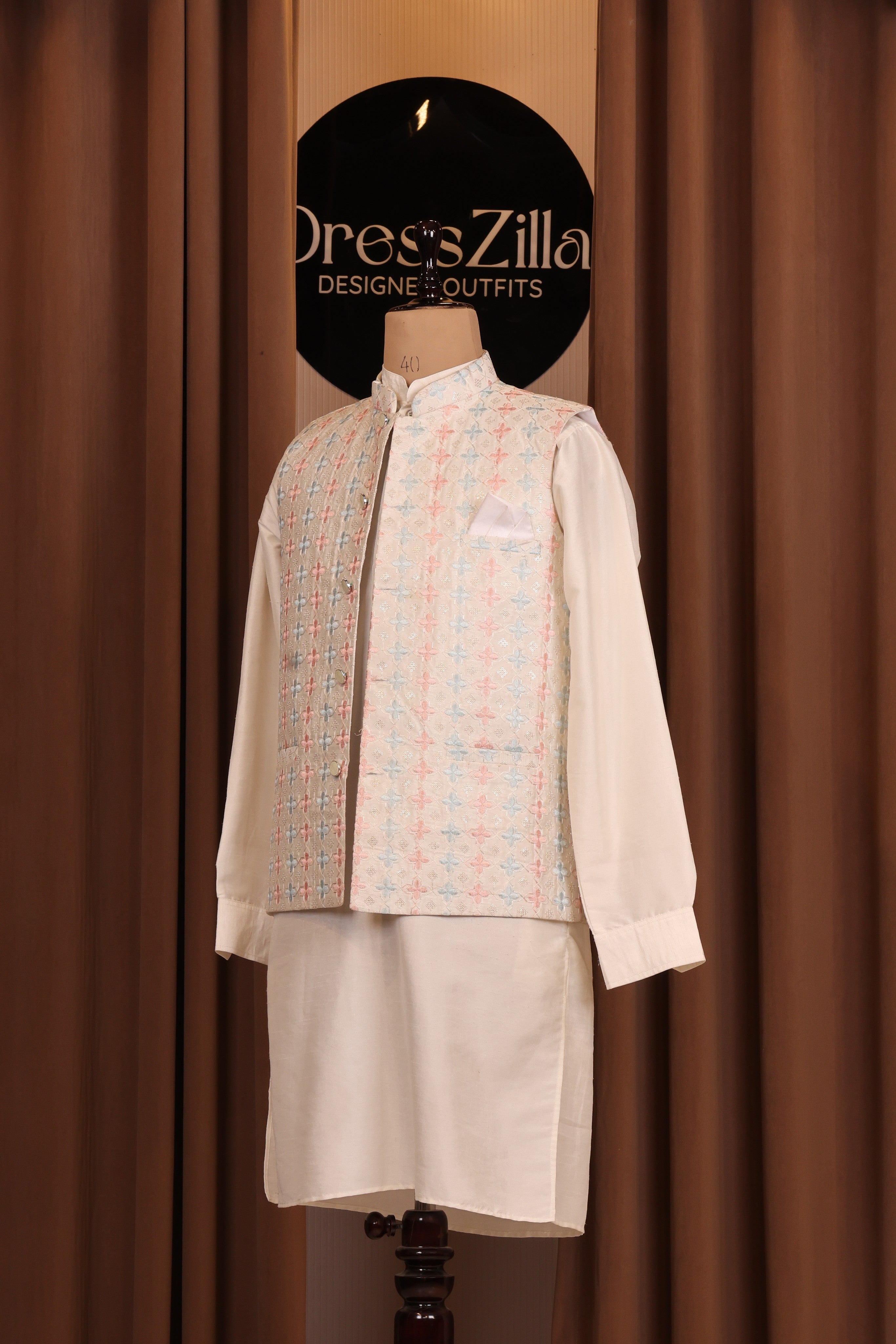 white golden koti set