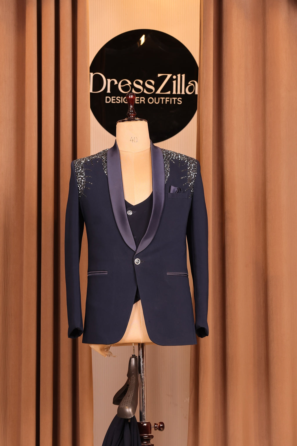 BLUE BOTH SIDE HANDWORK TUXEDO