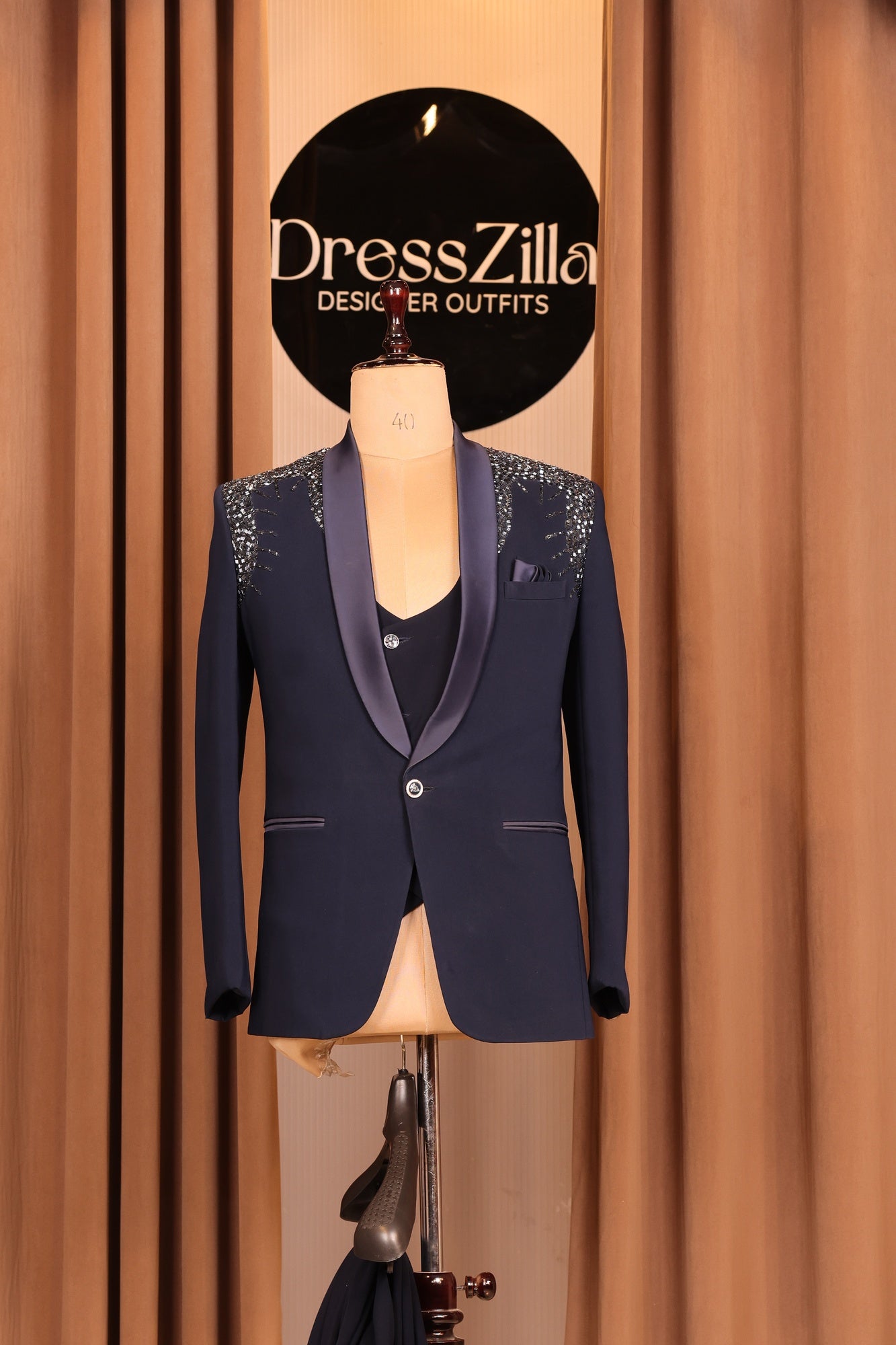 BLUE BOTH SIDE HANDWORK TUXEDO