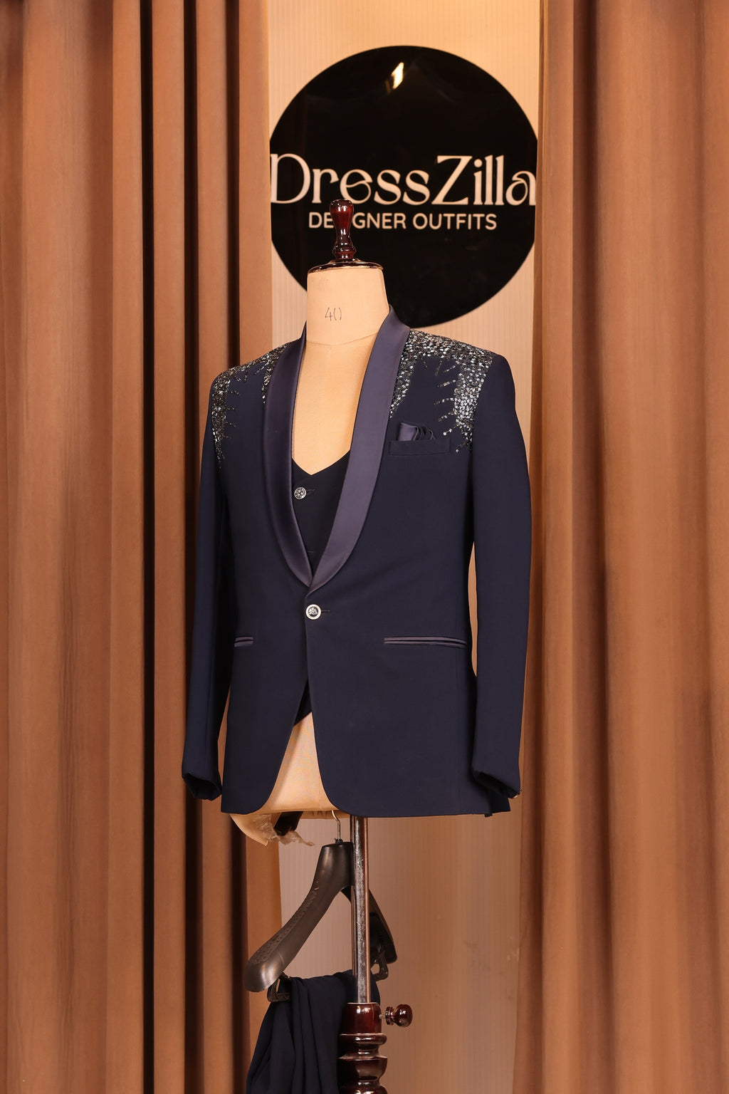 BLUE BOTH SIDE HANDWORK TUXEDO