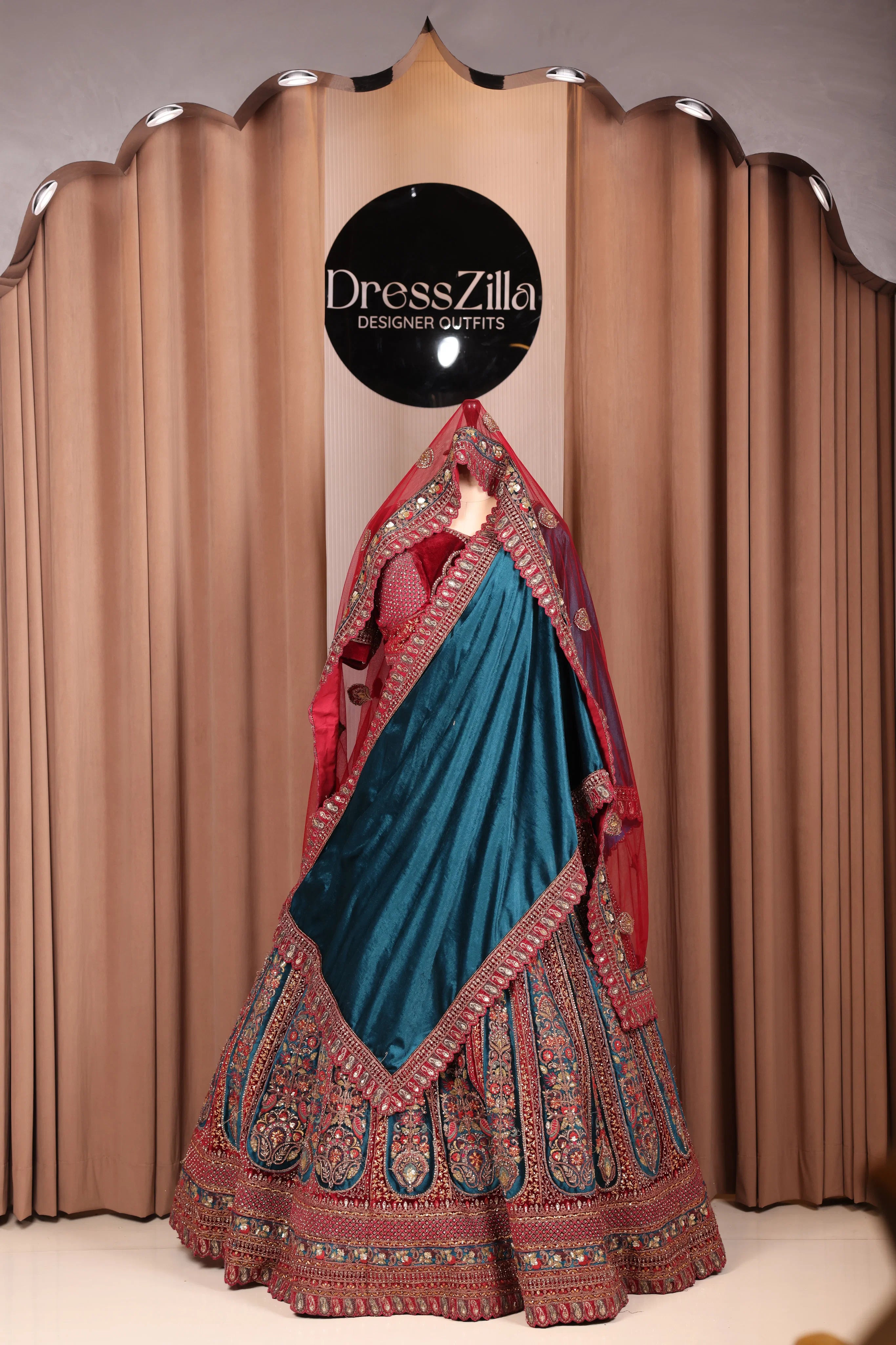 The Peacock & Ruby Empress Lehenga