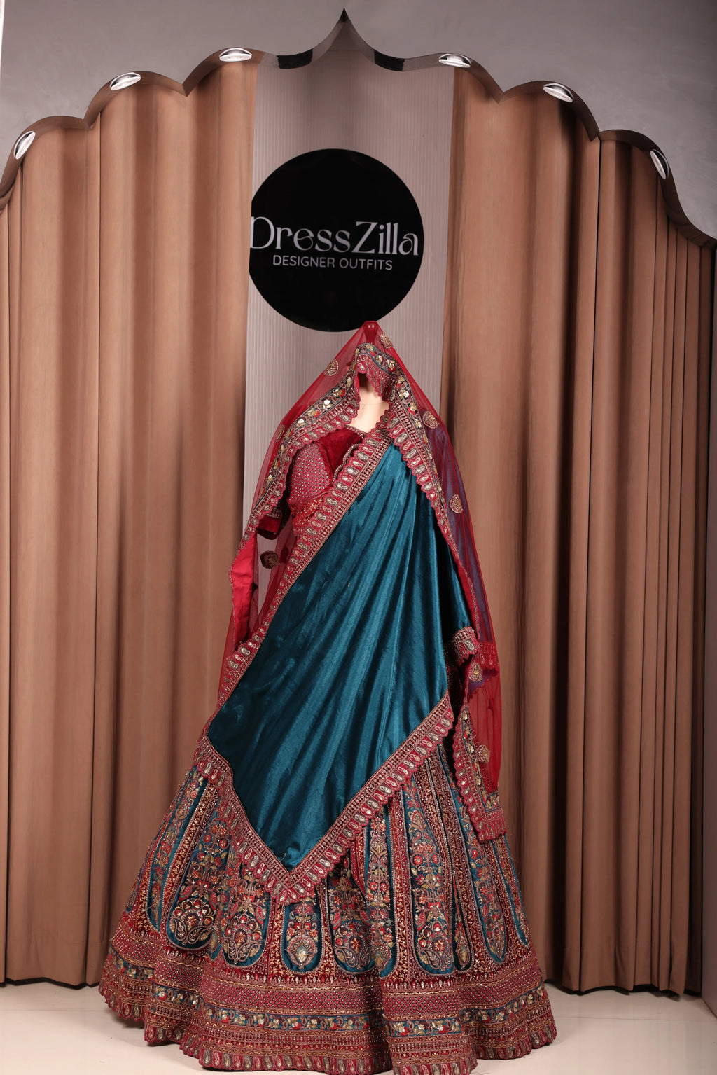 The Peacock & Ruby Empress Lehenga