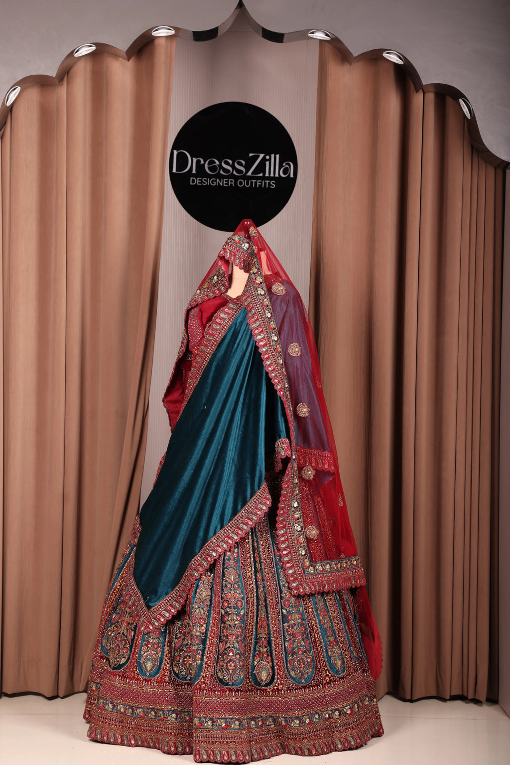 The Peacock & Ruby Empress Lehenga