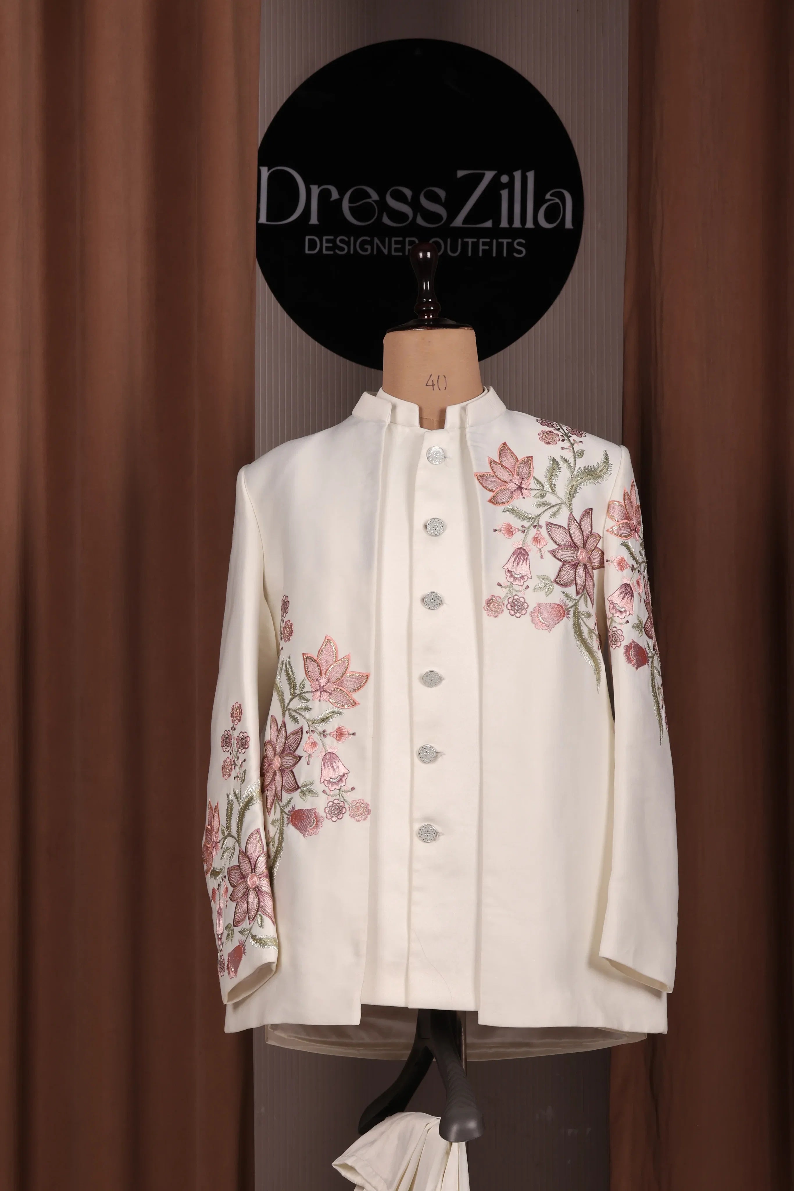 WHITE FLORAL JODHPURI