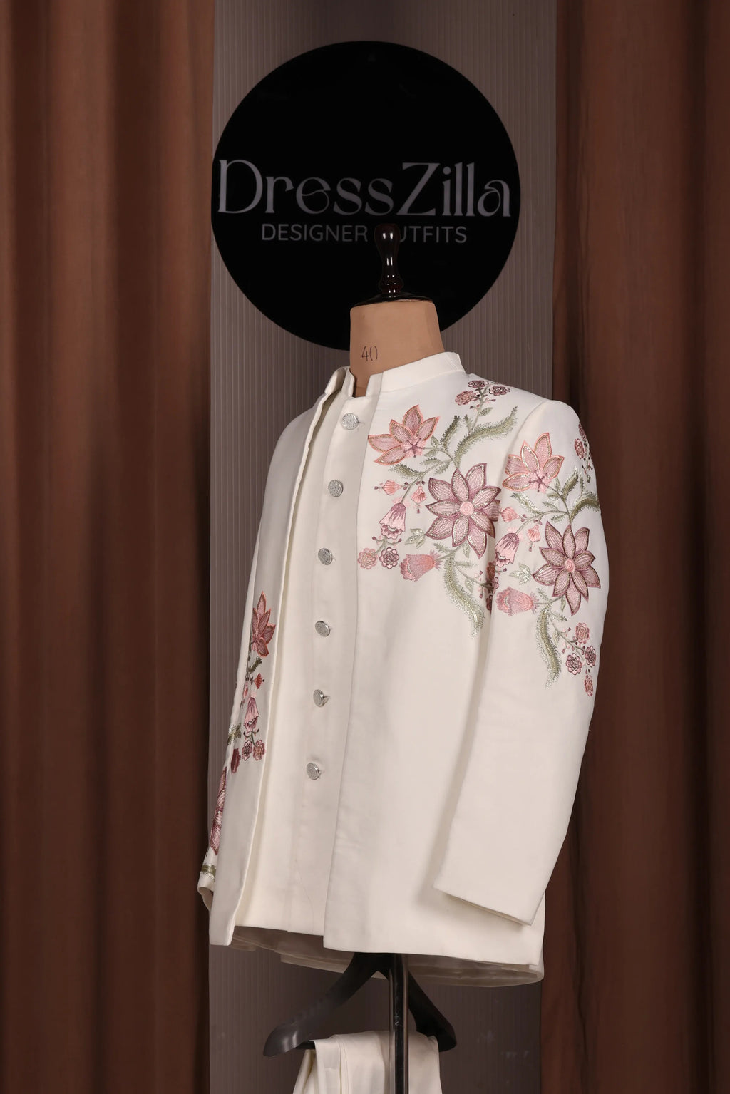 WHITE FLORAL JODHPURI