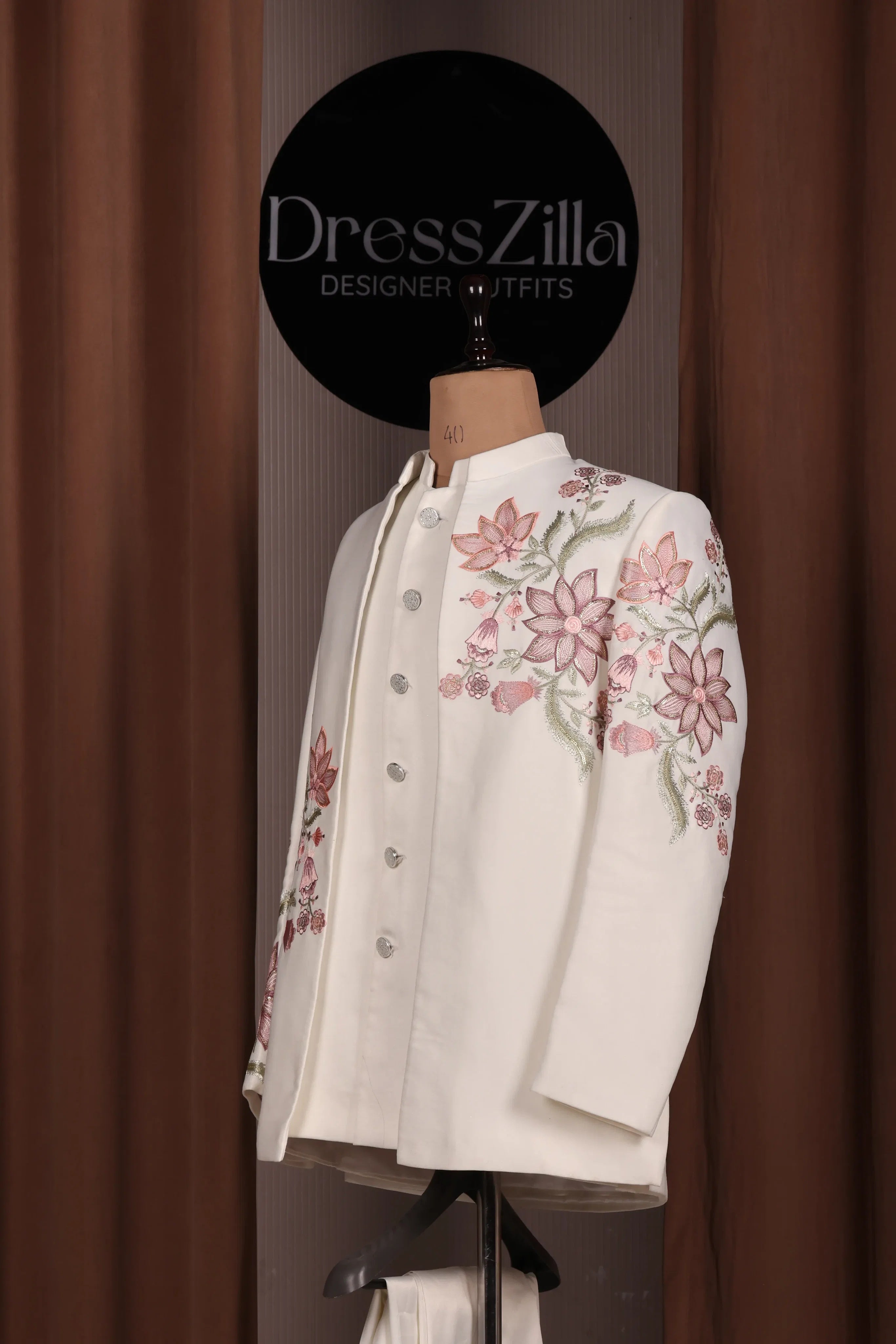 WHITE FLORAL JODHPURI