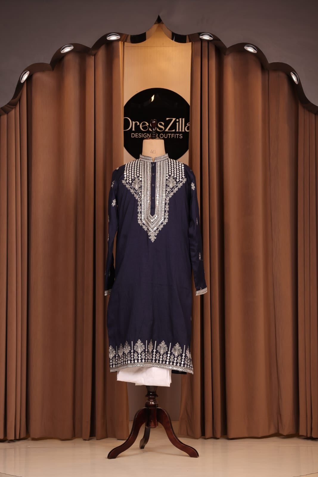 ROYAL BLUE THREAD WORK KURTA