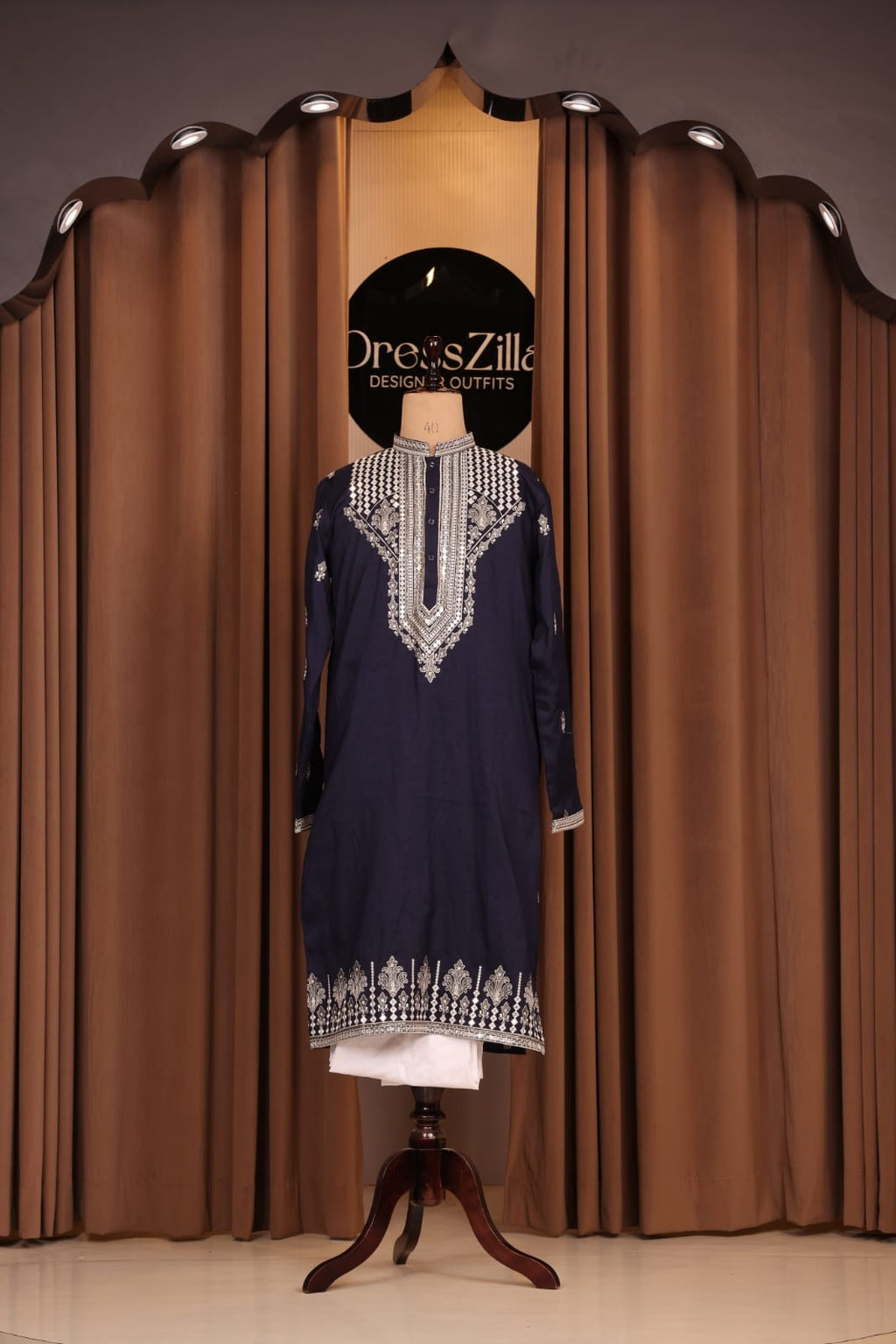 ROYAL BLUE THREAD WORK KURTA