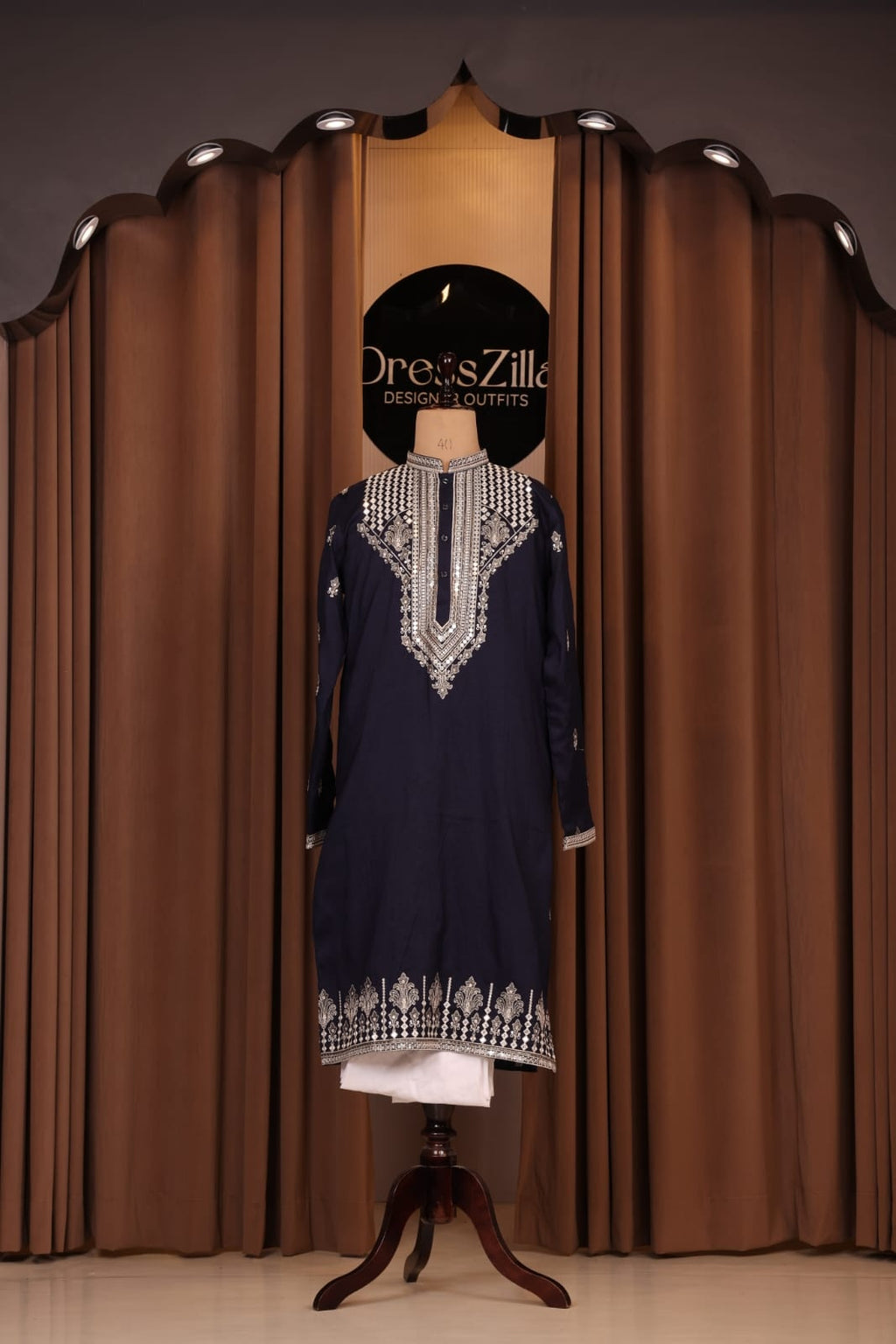 ROYAL BLUE THREAD WORK KURTA