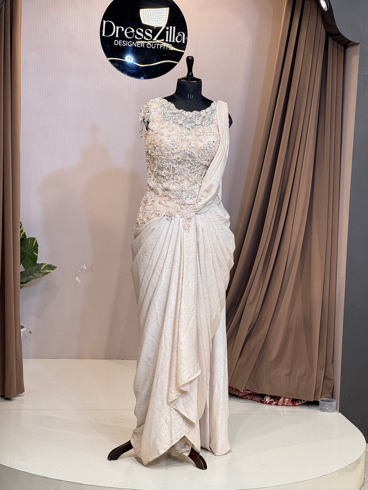 OFF WHITE CORD SET SAREE