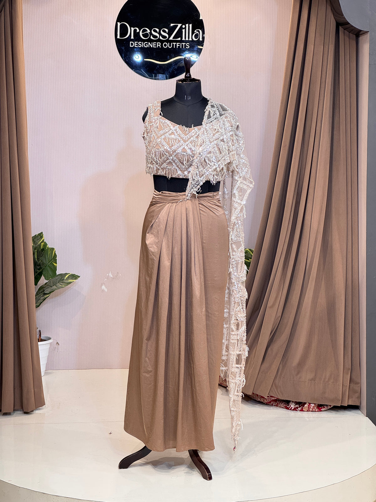 BROWN DRAPE SAREE