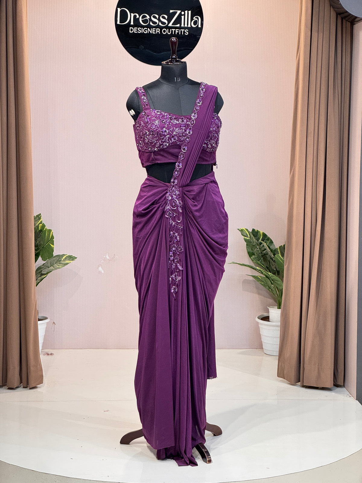 PURPLE DRPAE SAREE