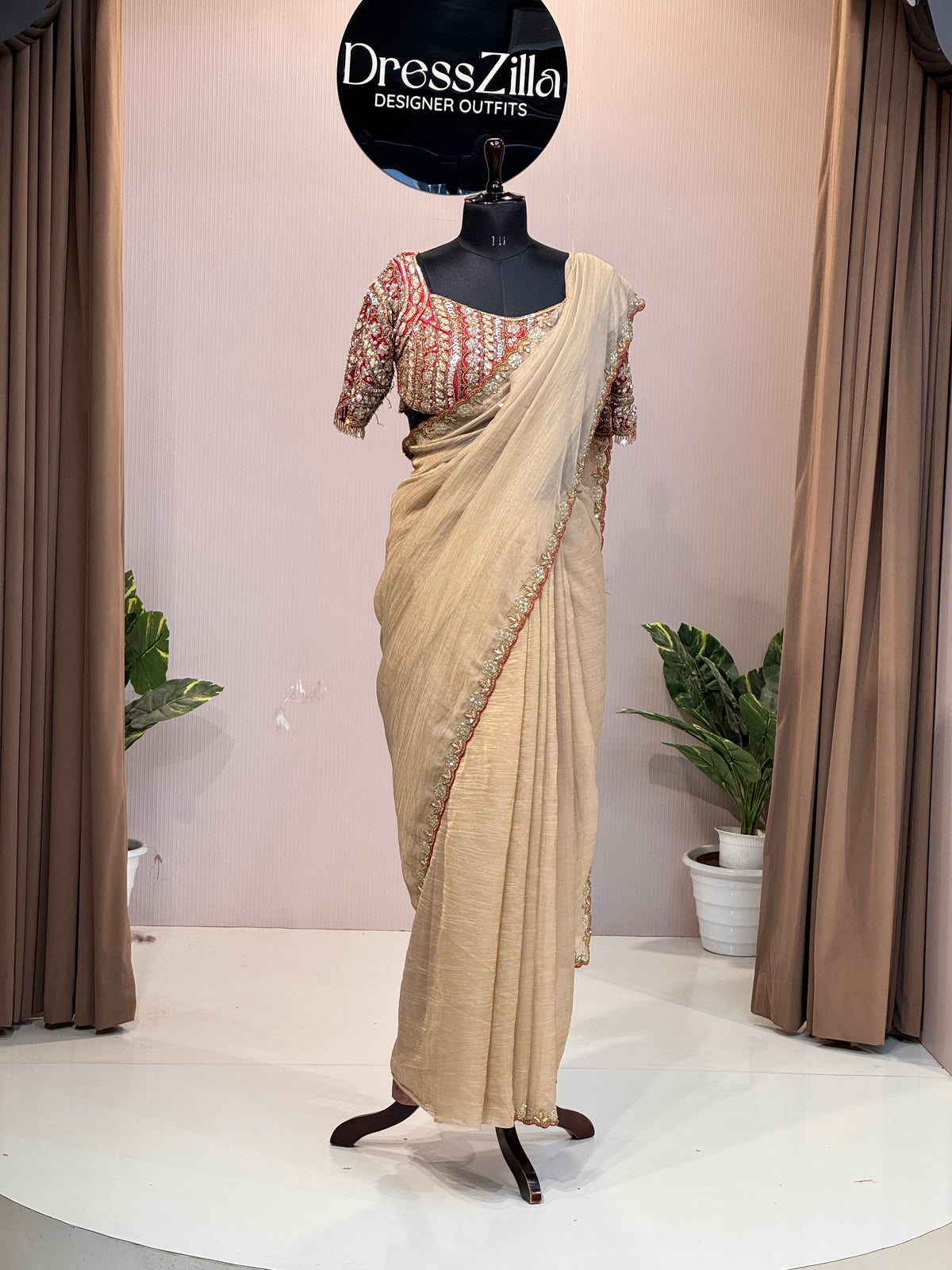 GOLDEN RED SAREE