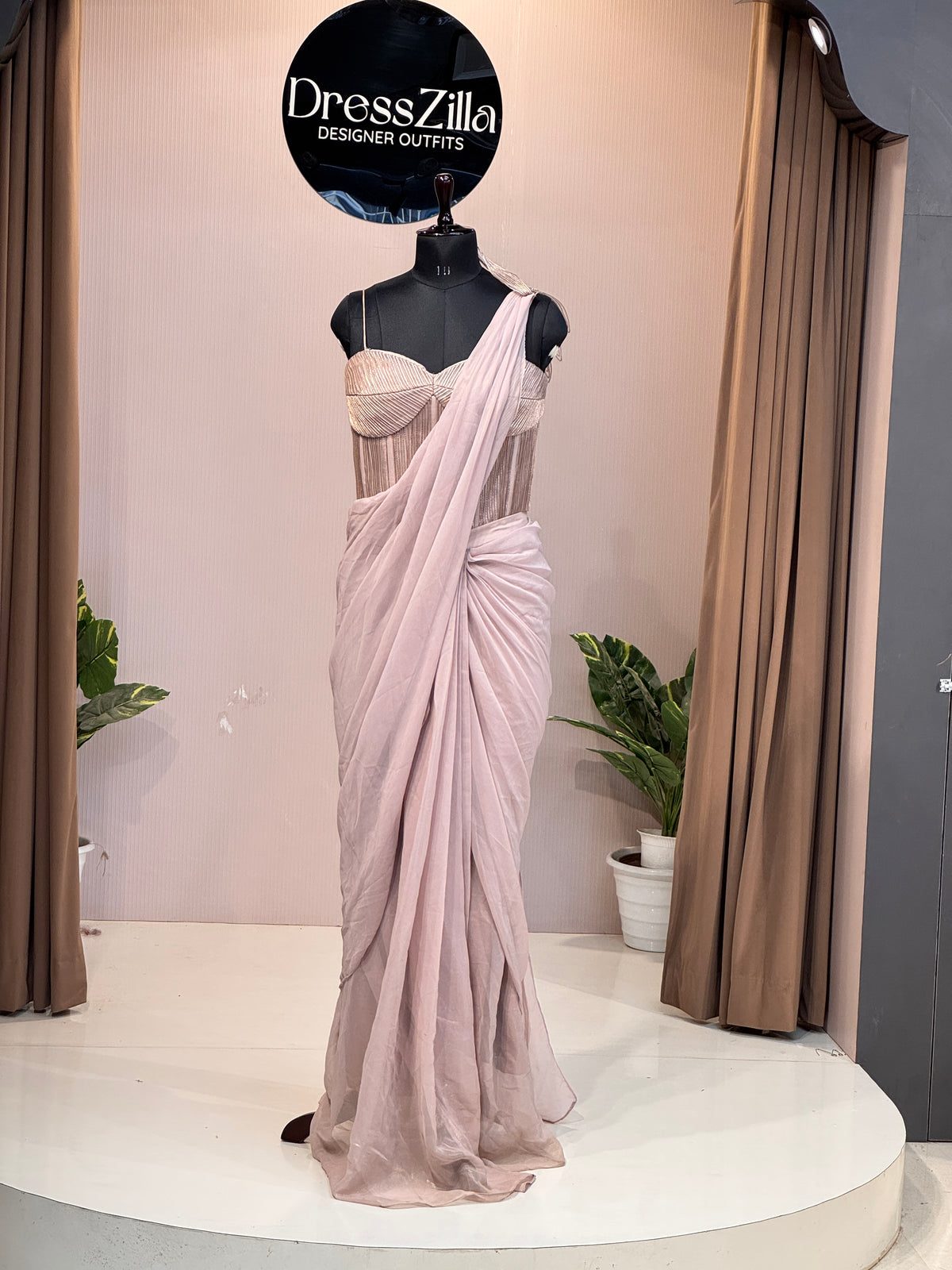 ONION PINK CORD SET SAREE