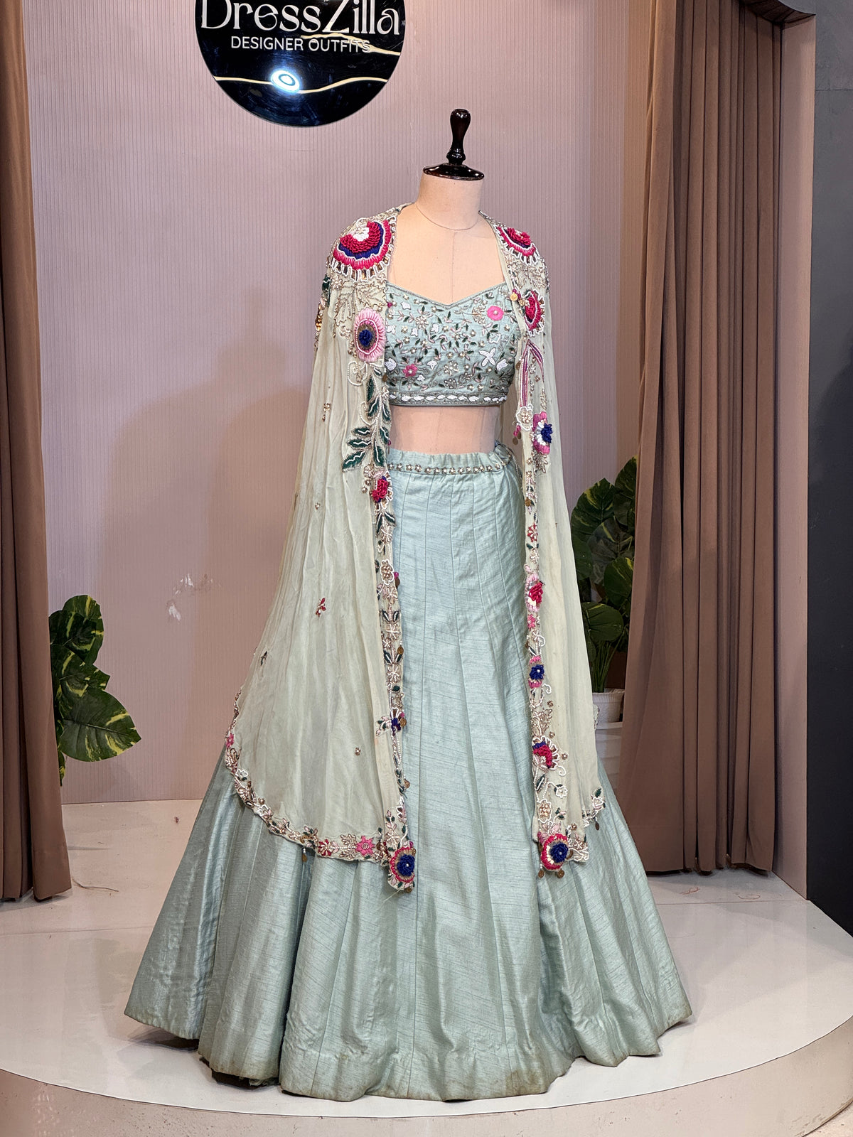 GREEN ZIMICHU LEHNGA