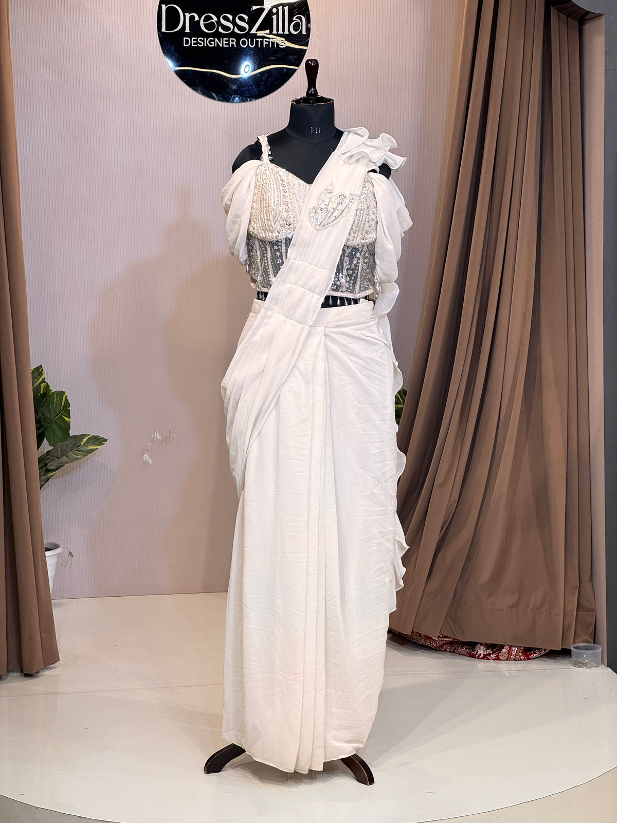 WHITE MORCHA SAREE