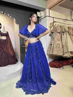 BLUE HANDWORK LEHNGA