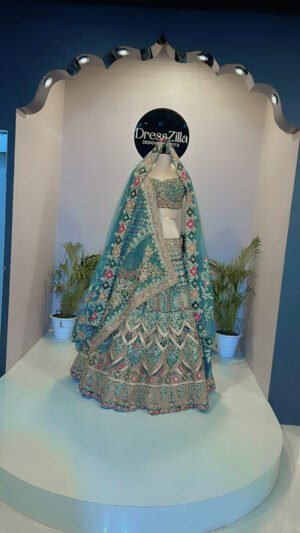 Blue Rimple Harpreet bridal Lahnga
