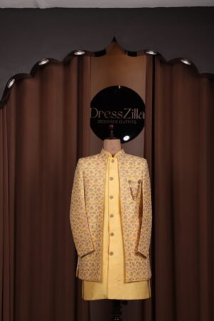 YELLOW GOLDEN THREADWORK ACHKAN