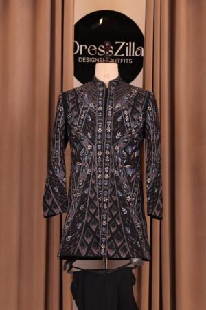 BLACK AND RED THREADWORK INDO-WESTERN