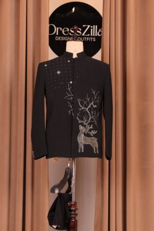BLACK GOLDEN DEER JODHPURI SET