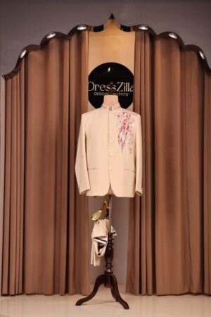 BEIGE ONE SIDE HANDWROK JODHPURI