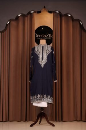 BLUE KASHIDA WORK KURTA